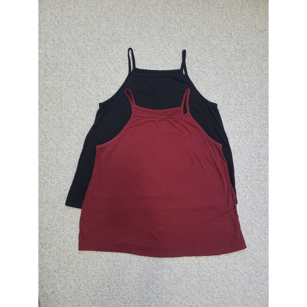 Old Navy Straight Neck Tank Black & Maroon Red Bundle of 2 Women's Small